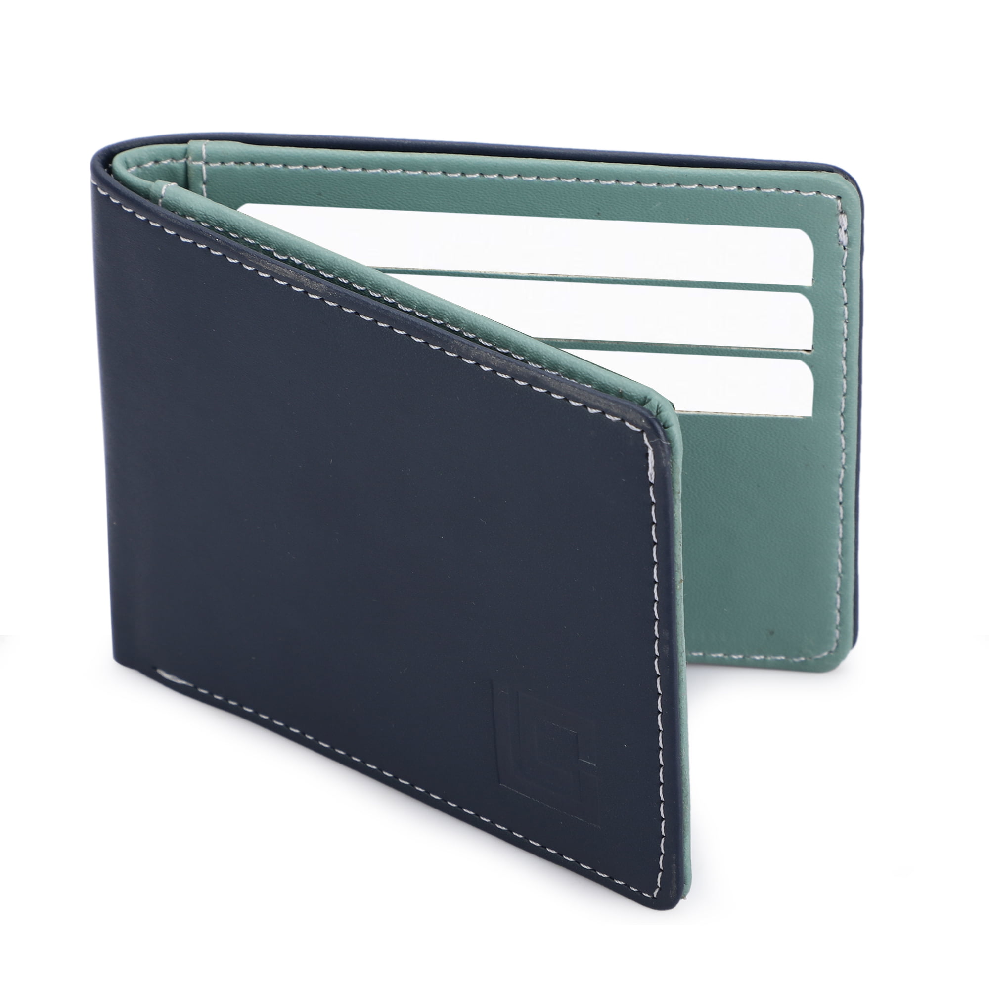 Navy Blue + Olive Green Luxe Vegan Leather Men’s Wallet – leathobjects.com