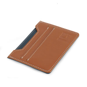 Tan +Navy Blue Vegan Leather Card Holder